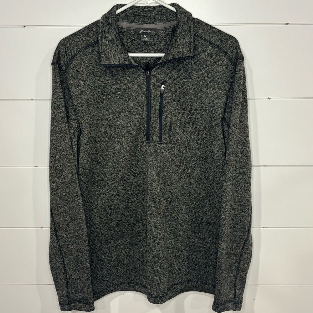 Eddie Bauer Men's Dark Heather Gray Half-Zip Pullover Sweater